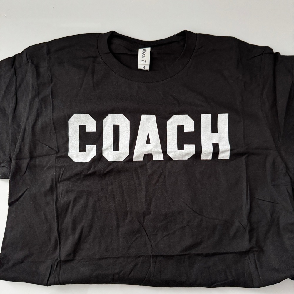 Tultex Coach Graphic T Shirt Black Short Sleeve Crew Neck Size Medium